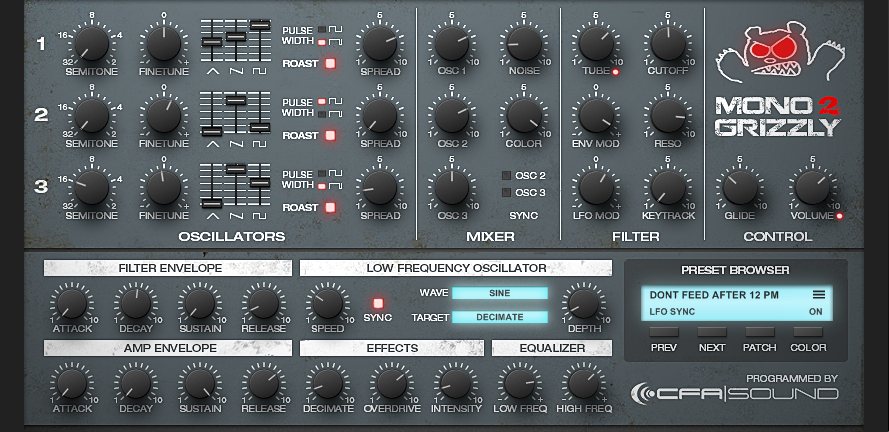 CFA-Sound MonoGrizzly 2 - Bass-Synthesizer Plug-in