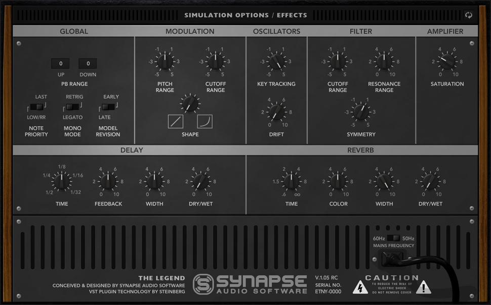 Synapse Audio The Legend: Rückseite
