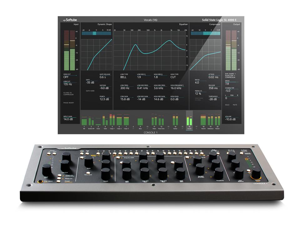 In Softube Console 1 mkII lassen sich neben den hauseigenen Plug-ins jetzt auch UAD-Plug-ins laden, passend vorbelegt für den Hardware-Controller.