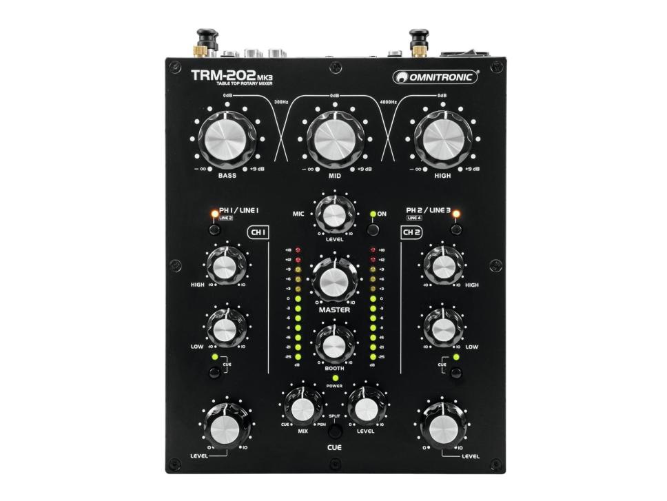 Der Omnitronic TRM-202MK3 ist ein kompakter und günstiger Rotary-Mixer.