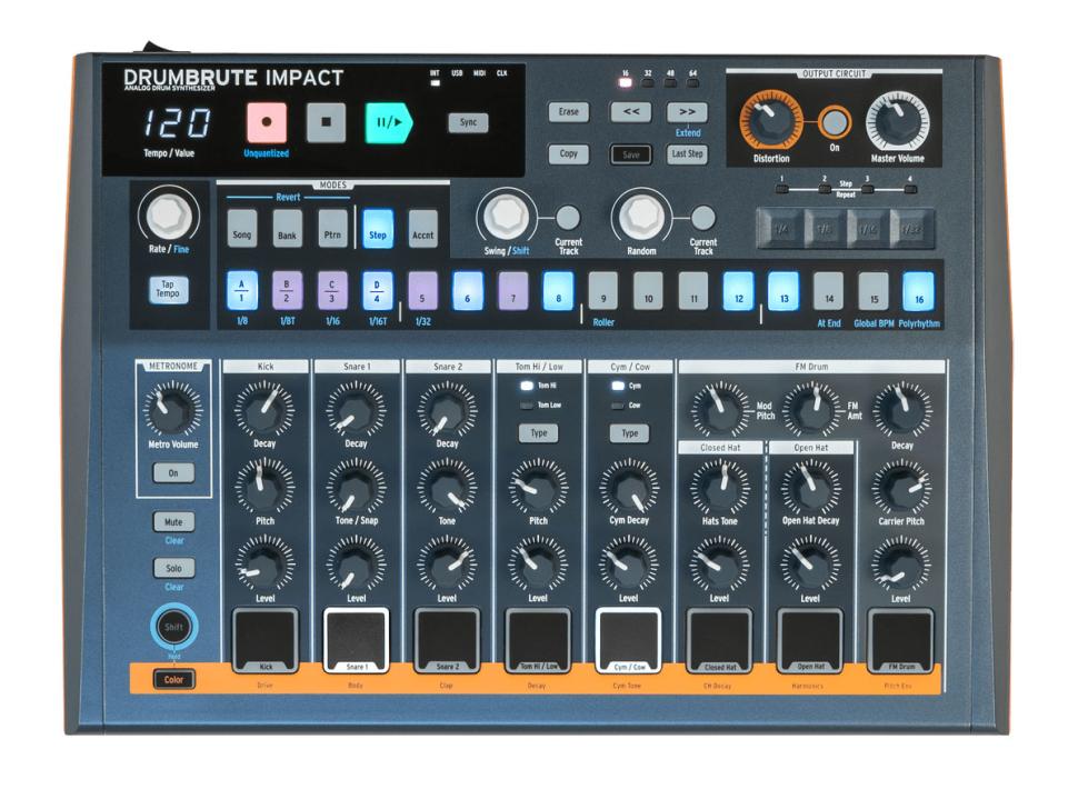 Der orange Streifen deutet es an: Dank der neuen Color-Funktion gibt es für jeden Sound eine Klangvariation, die auch per Sequenzer automatisiert werden kann.
