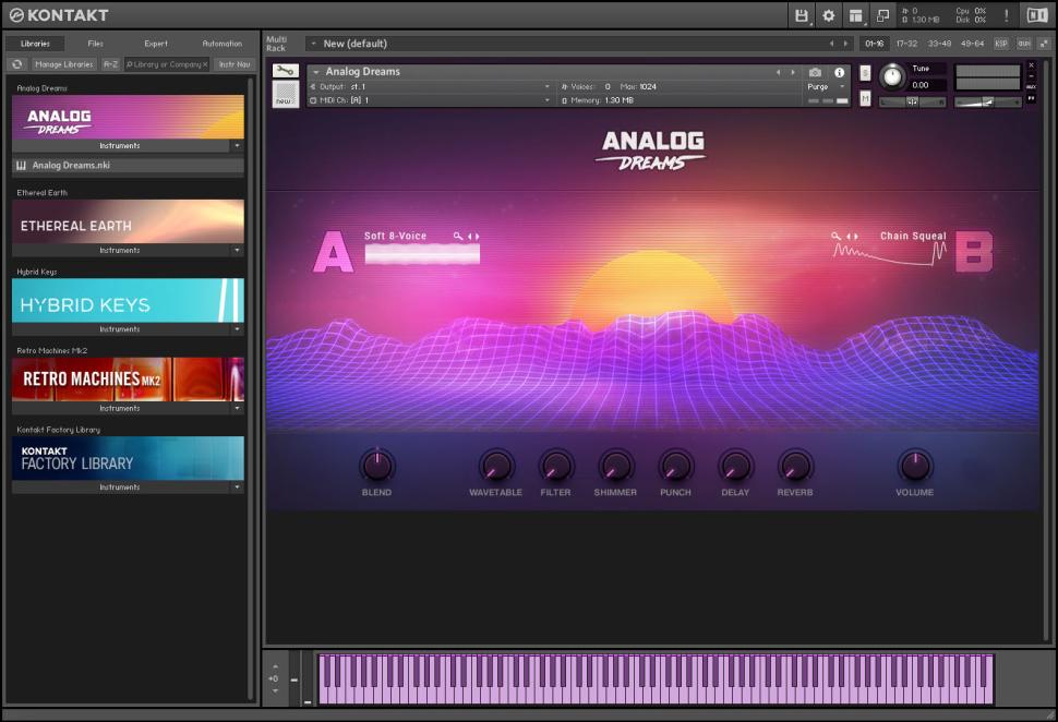 Eines der Highlights von Kontakt 6 ist das neue Instrument Analog Dreams mit Sounds legendärer analoger und digitaler Synthesizer der 70er bis 90er.