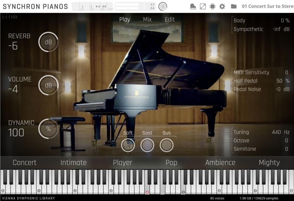 Das Steinway D-274 aus der Synchron-Serie wurde mit über 4000 Samples pro Taste ausgestattet.