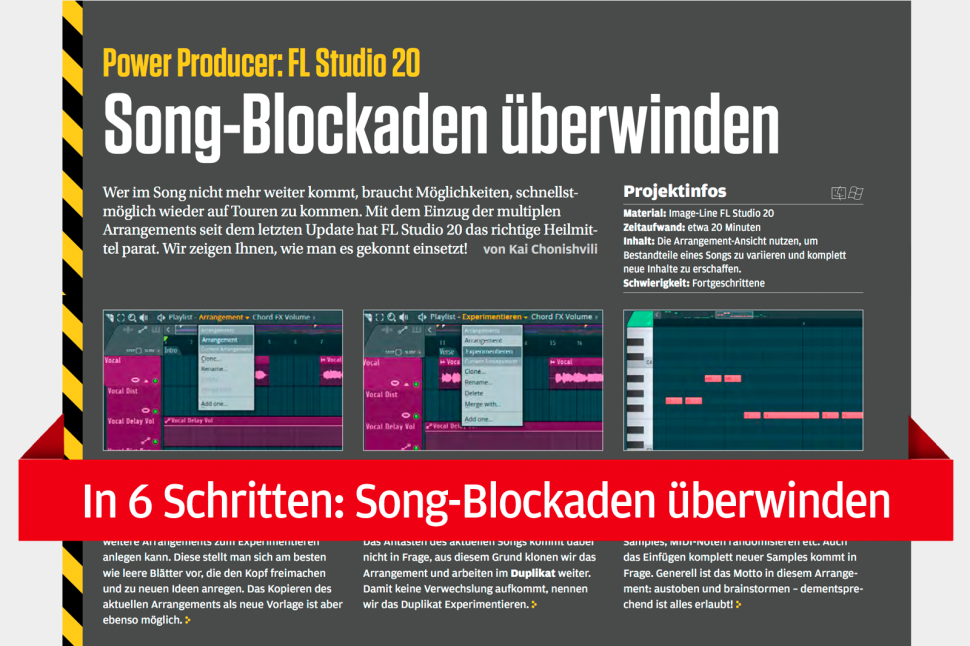 Wer im Song nicht mehr weiter kommt, braucht Möglichkeiten, schnellstmöglich wieder auf Touren zu kommen. FL Studio hat das richtige Heilmittel parat.