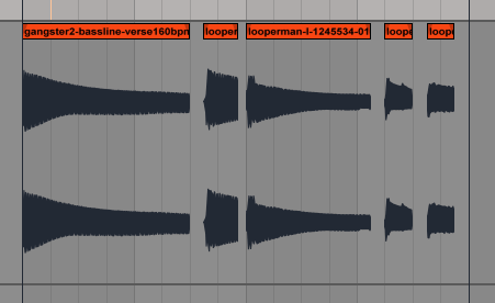 2 Schneiden: Laden Sie die Datei gangster2-bassline.wav auf eine Audiospur. Um den Bass knackiger zu mischen, also den Anschlag jeder Note hervorzuheben, bereiten wir die Aufnahme vor: Schneiden Sie vor dem Beginn jeder Note 1/16 oder 1/8 heraus, damit der Kompressor sozusagen Luft holen kann. Laden Sie einen Kompressor und stellen Ratio auf 6:1, damit er ordentlich zupackt, sowie Threshold auf -25 dB.