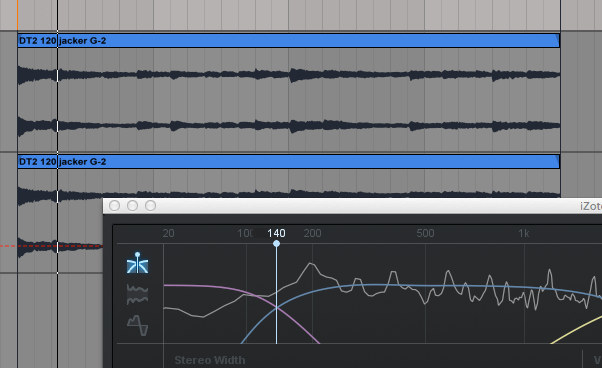 1 Mehr Stereo: In Sachen Mastering ist M/S ein fast schon unvermeidbares Thema. Doch macht die Anwendung der Technik durchaus auf Instrumenten-Ebene Sinn, um die Stereobreite zu erhöhen. Manche Kompressoren bieten M/S bereits intern anbieten, doch auch ohne dieses Feature lässt sich das gleiche Ergebnis mit Freeware erzielen. Importieren Sie den Loop DT2 120 jacker G-2.wav in Ihre DAW und duplizieren die Spur.