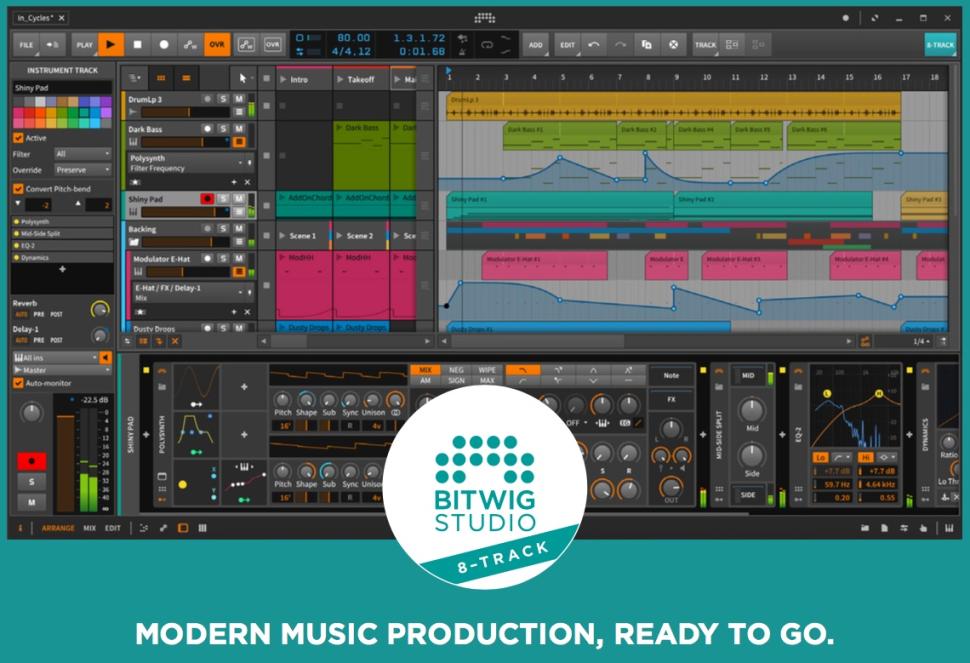 Lassen Sie sich nicht täuschen, Bitwig 8-Track ist eine erstaunlich umfangreiche DAW, die trotz 8-Spur-Limit alles kann, was eine Produktion benötigt
