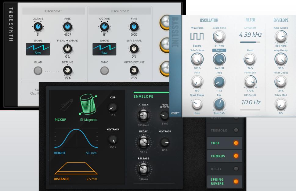 Im Gegensatz zu älteren MPC‘s bietet die aktuelle Serie nicht nur viele interne Effekte, sondern auch Klangerzeuger, namentlich Bassline, Electric und TubeSynth.