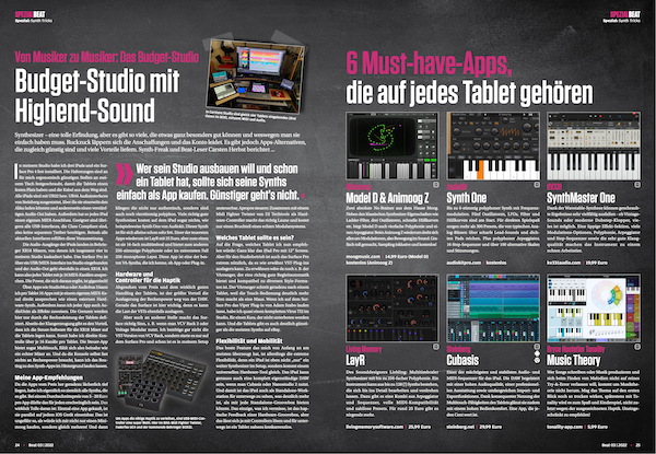 "Wer sein Studio ausbauen will und schon ein Tablet hat, sollte sich seine Synths einfach als App kaufen. Günstiger geht’s nicht."