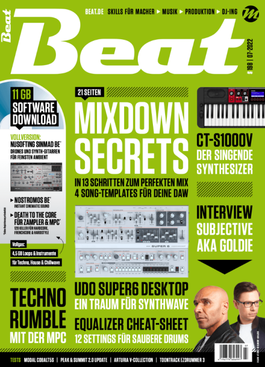 Beat 7/22: In 13 Schritten zum perfekten Mix / Gratis Mixdown-Templates für deine DAW / Hands-on: Mehr Reichweite auf Twitch / Kostenlos: Drones und Synth-Gitarren für feinsten Ambient mit SinMad BE
