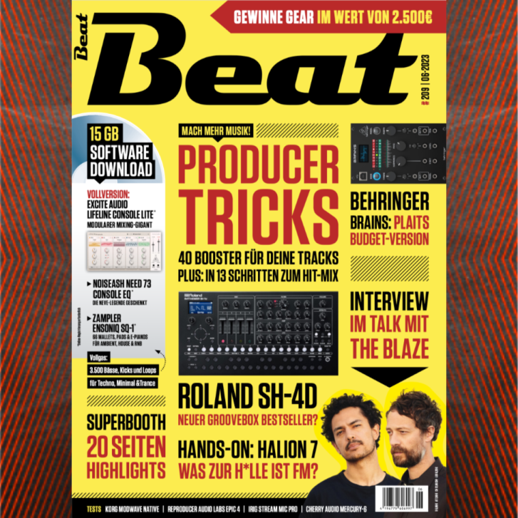 BEAT 6/23 ist da! Mit Producer Tricks – 40 Booster für deine Tracks // Gratis-Software: Modularer Mixing-Gigant Lifeline Console Lite von Excite Audio // SUPERBOOTH23: Der offizielle Guide mit Mega-Giveaway!