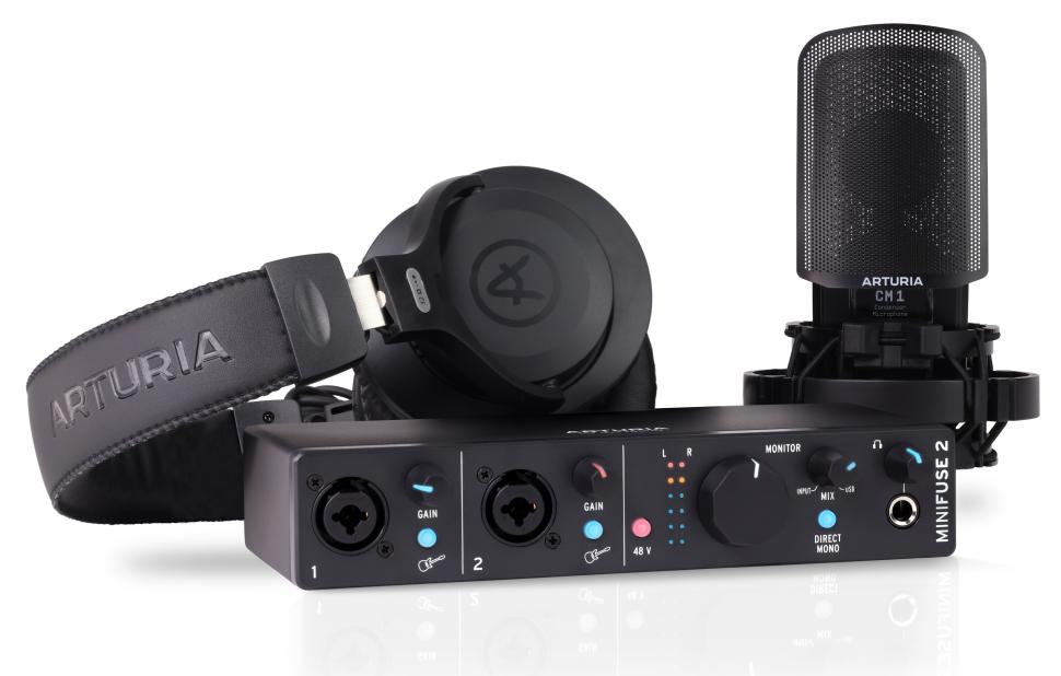 Kopfhörer, Mikrofon und Audio-Interface und zusätzlich ein Software-Bundle - alles drin im Arturiaa MiniFuse Recording Pack