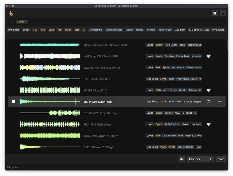 Der Browser von Loopcloud Sounds