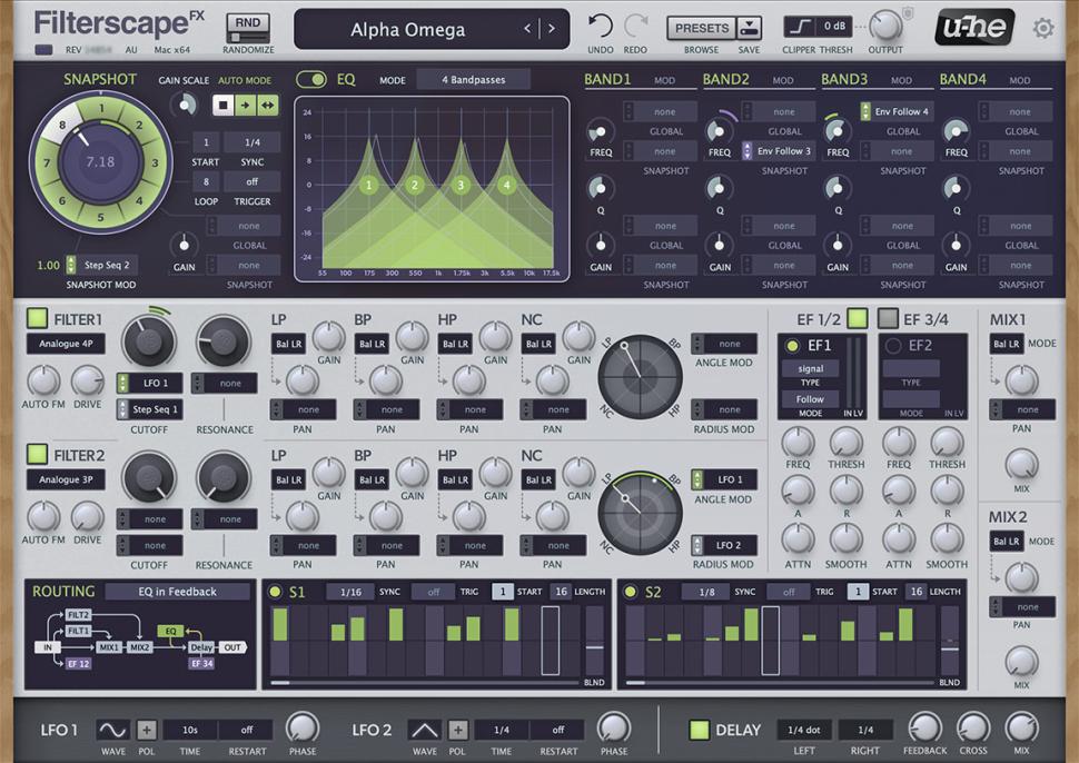 Das Frontpanel von Filterscape 1.5
