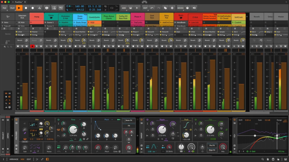 Die Bedienoberfläche der DAW Bitwig Studio