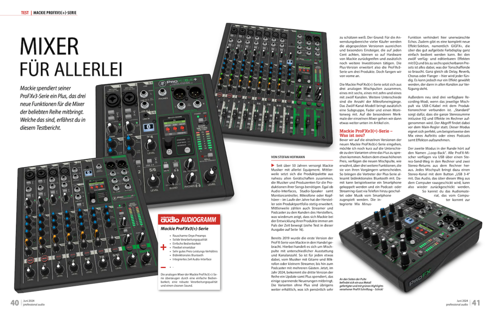Mackie spendiert seiner ProFXv3-Serie ein Plus, das drei neue Funktionen für die Mixer der beliebten Reihe mitbringt. Welche das sind, erfährst du in diesem Testbericht.