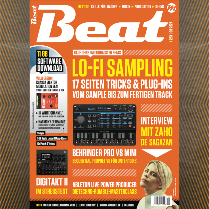 Vom Sample bis zum fertigen Track in 2 Stunden: Mit dem LO-FI SAMPLING Spezial in Beat 08/24. Geschenkt: Kuassa Efektor Modulation Beat – Sweet-Spot für Drums & Vox