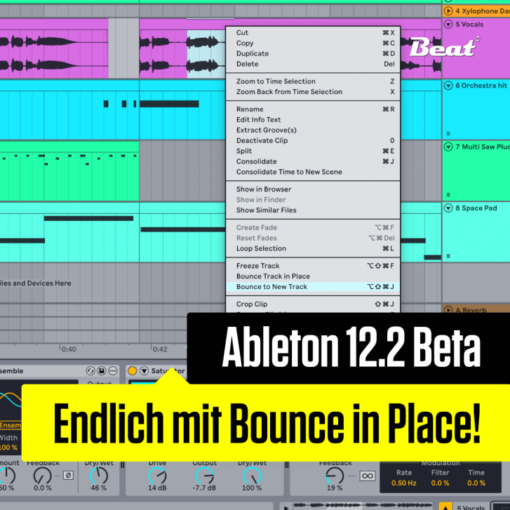 Ein kostenloses Update für Live 12-Nutzer, das die Kreativität mit "Bounce in Place", der Überarbeitung des Auto Filters, Push-Upgrades und mehr steigert.