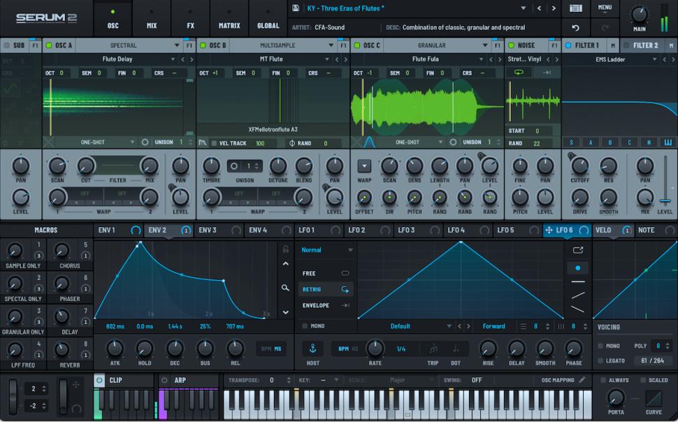 Serum 2 ist der Nachfolger des beliebten Serum 1 und kommt mit einer Vielzahl von Neuerungen. Zu den wichtigsten gehören zusätzliche Oszillatoren, Filter und Effekte sowie MIDI-Funktionen.