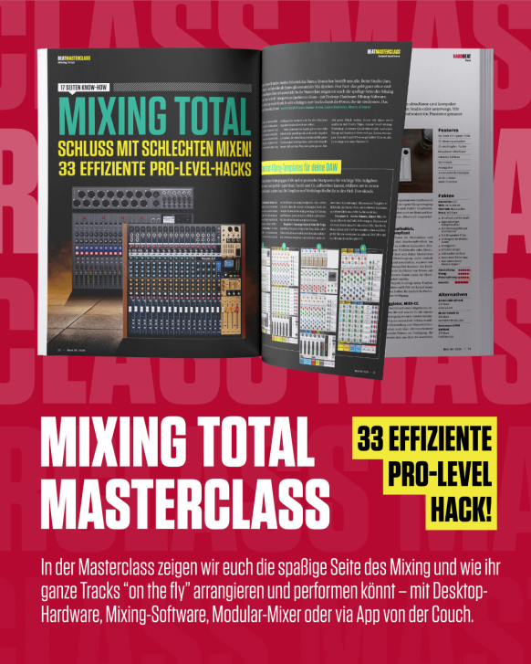 Schluss mit schlechten Mixen! In der aktuellen Beat findet ihr 33 effiziente Pro-Level-Hacks für eure Mixe und passend dazu 4 Templates für jede DAW!

