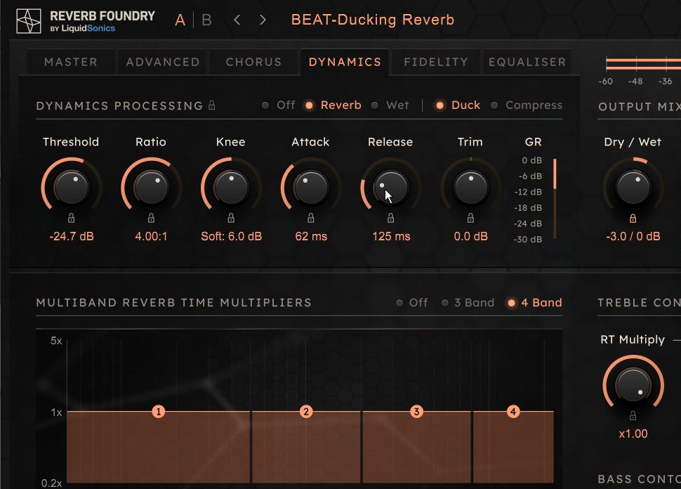 6 Transparenz trotz Tiefe: Für etwas mehr Druck, ladet ihr im Effektbereich von Vital die Module Distortion und Compressor. Erstes stellt ihr auf Sine Fold und dreht Drive auf 3.5 dB. Dazu aktiviert ihr dort das Lowpass-Filter in Post mit dem Cutoff auf 800 Hertz. Den Compressor nutzt ihr dahinter im Multiband-Modus und dreht dort das Low-Band auf 13 dB.