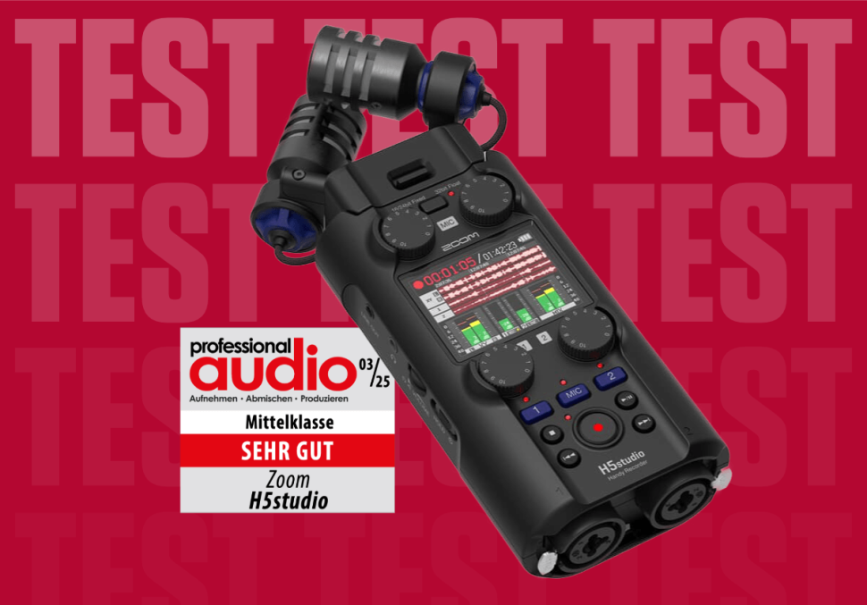 Der H5studio zeigt sich, wie das Vorgängermodell, als flexibler Allrounder mit zahlreichen Möglichkeiten: Zwei interne Mikrofone, zwei XLR/Klinken-Anschlüsse, Kopfhörer-Ausgang sowie ein 3,5mm Stereo-Klinkenausgang, sowie sechs Aufnahmespuren stehen zur Verfügung.