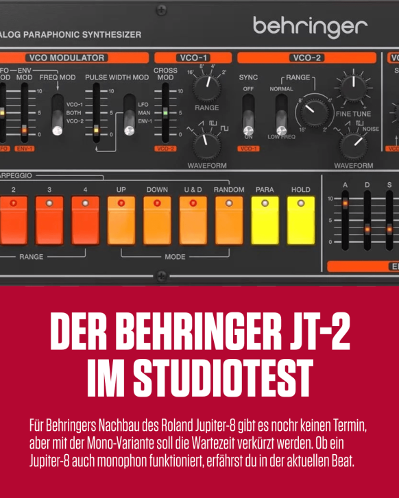Ob ein Jupiter-8 auch monophon funktioniert oder du lieber auf den JT-16 warten solltest, erfährst du in der aktuellen Beat.