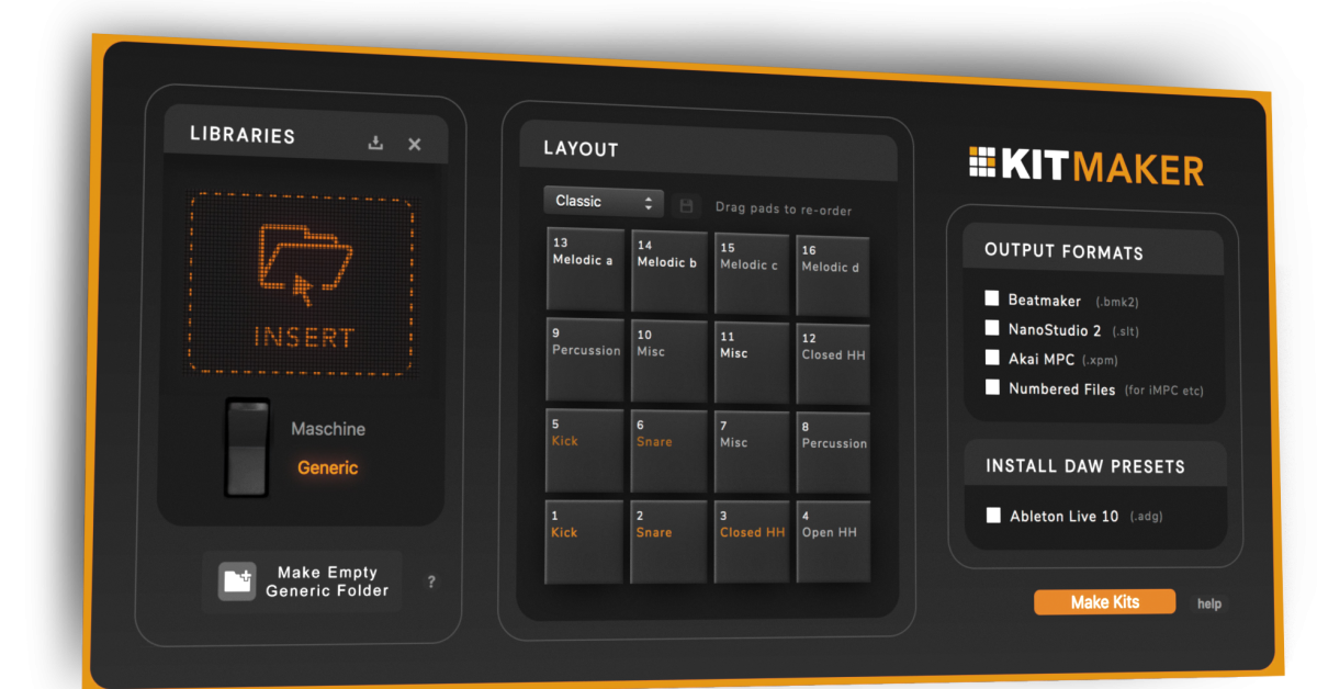 Kit Maker Maschine Drumkits für Ableton Drumrack und MPC konvertieren