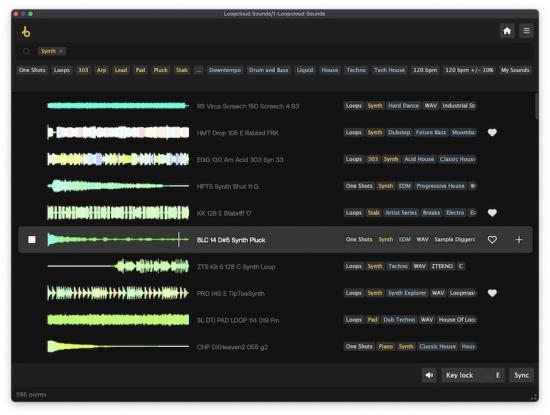 Der Browser von Loopcloud Sounds Loopcloud