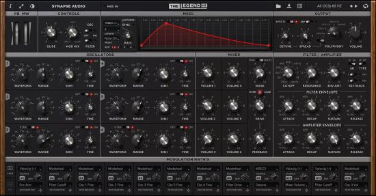 Knöpfe bis zum Abwinken. The Legend HZ bietet auf Vorder- und Rückseite jede Menge Material zum „Anfassen“ und Schraubem. Da dürfte jedes Sounddesigner-Herzerl vor Glück springen. Synapse Audio