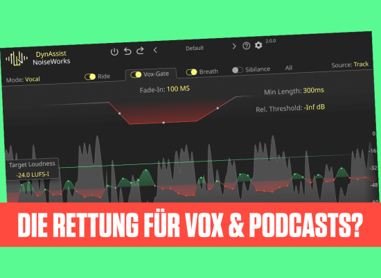 DynAssist hilft, Sprachaufnahmen und Vocals auf einheitliche Lautstärke zu bringen und kann de-essen, gaten und störende Atmer unterdrücken. Beat
